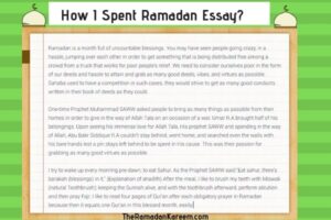 How I Spent My Ramadan Essay 2021 (Full Essay)