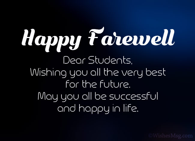 Farewell wishes for the students of the teacher