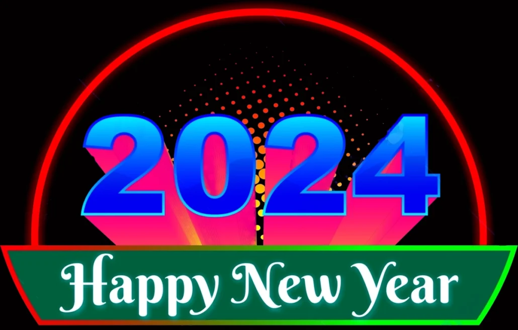 2024 Happy New Year Text Design Style Vector