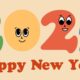 2025 Happy New Year Groovy Cartoon Characters Funny Retro Set Of 2025 Mascot With Face Emotion Comic Elements In Trendy Retro Cartoon Style Illustration Vector