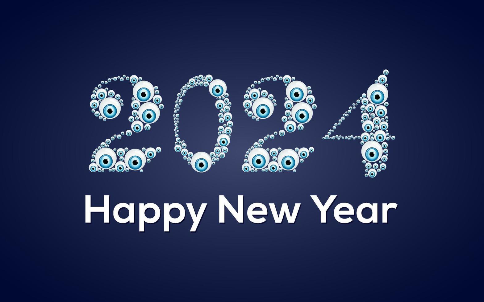 2024 Happy New Year Eye Logo Text Design 2024 Number