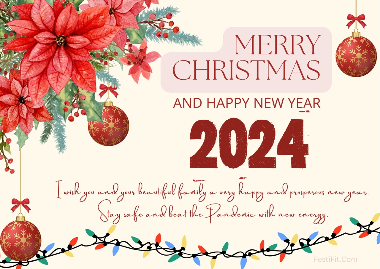 Red Traditional Merry Christmas Card 2024
