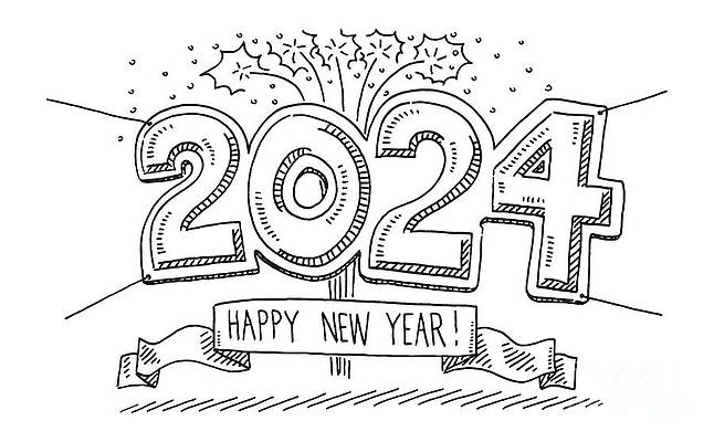 Happy New Year 2024 Drawing Frank Ramspott