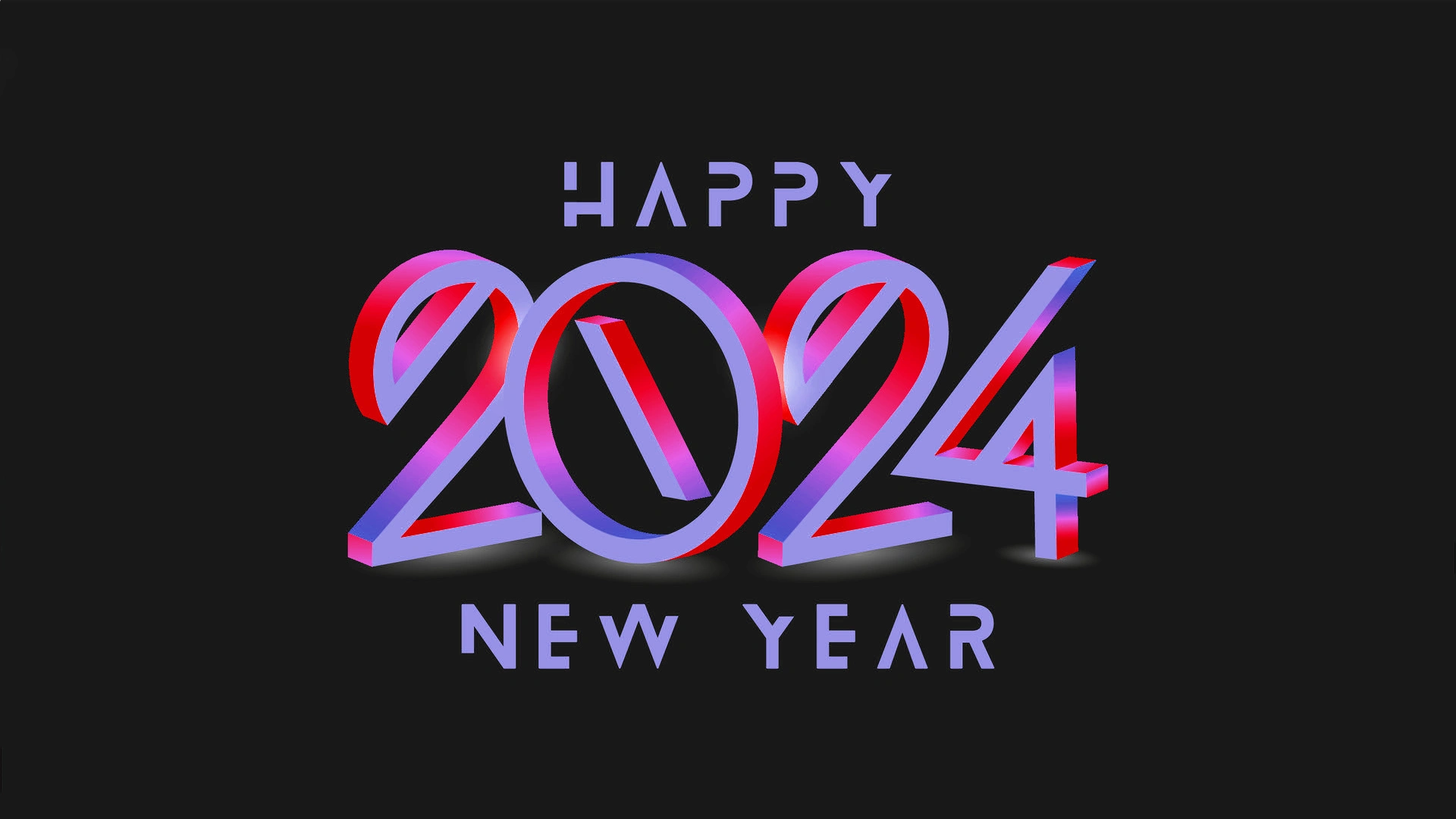 Happy New Year 2024 With 3d Retro Full Color Design