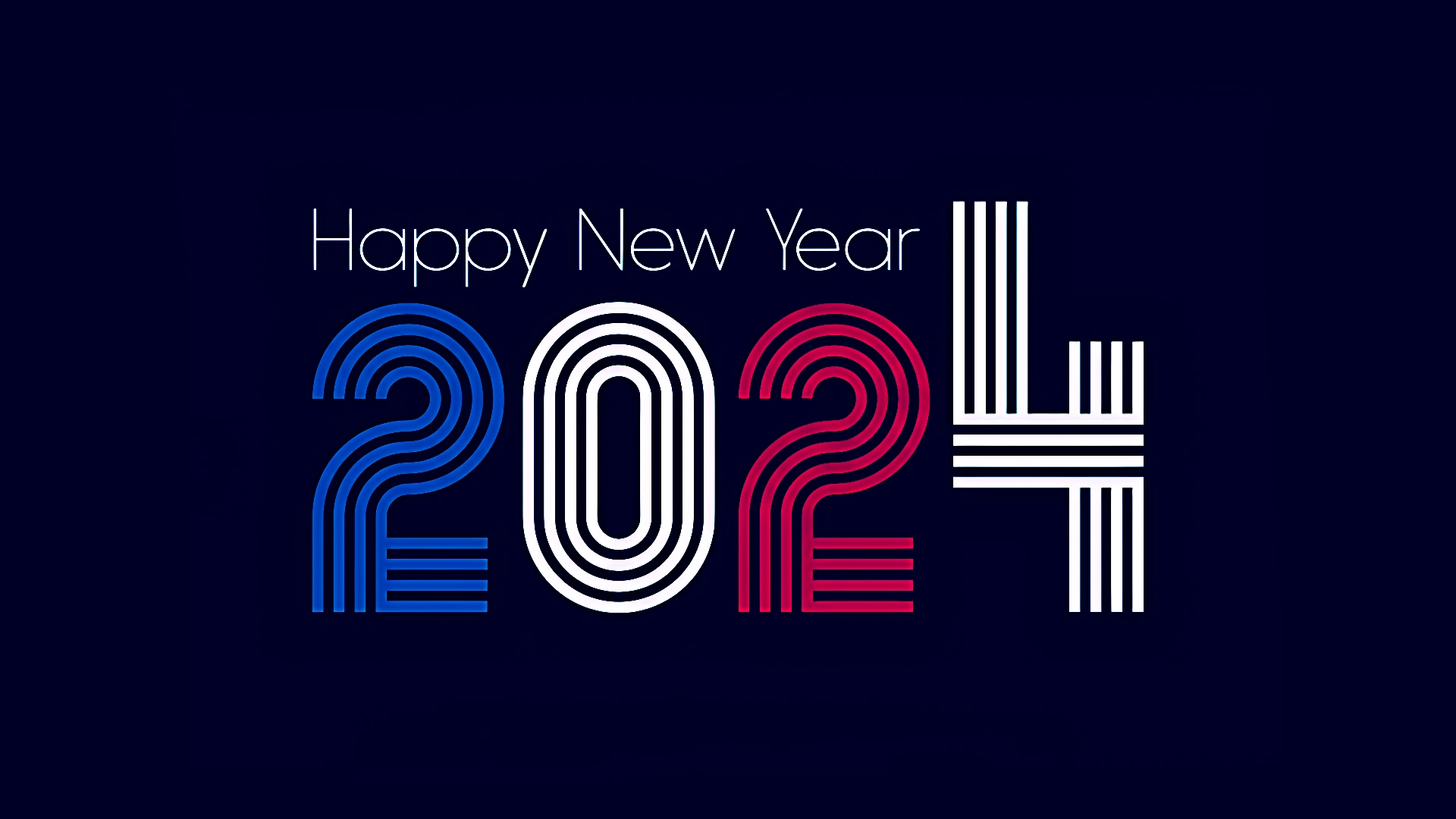 Happy New Year 2024 Design Elements Flat Contrast Lines Numbers