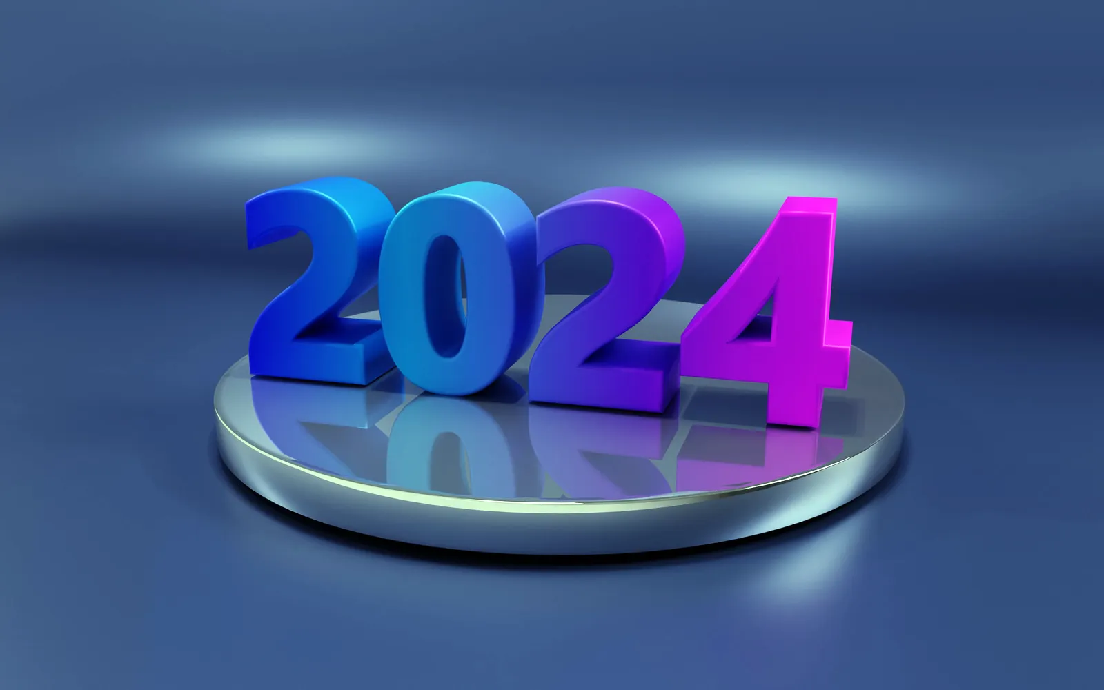 Text HAPPY NEW YEAR 2024 Blue Background