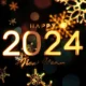 2024 Happy New Year Gold Text With Glow Snowflakes