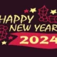 2024 Happy New Year Holiday Abstract Yellow And Pink Design Logo Symbol Illustration With Purple Background Free Vector