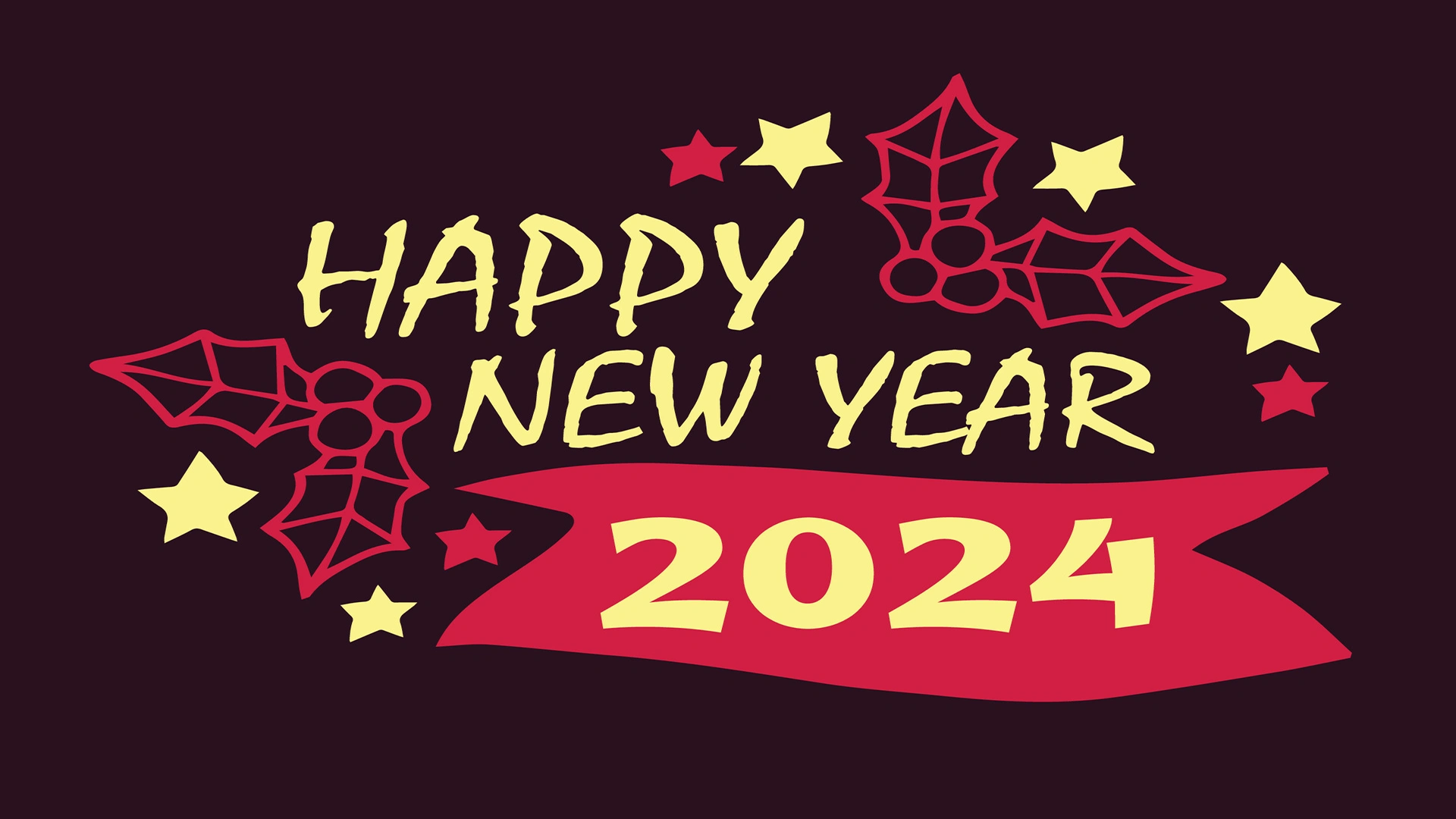 2024 Happy New Year Holiday Abstract Yellow And Pink Design Logo Symbol Illustration With Purple Background Free Vector