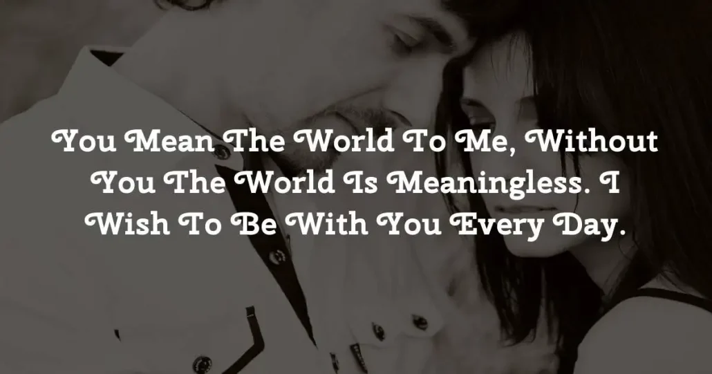 You Mean The World To Me Without You The World Is Meaningless. I Wish To Be