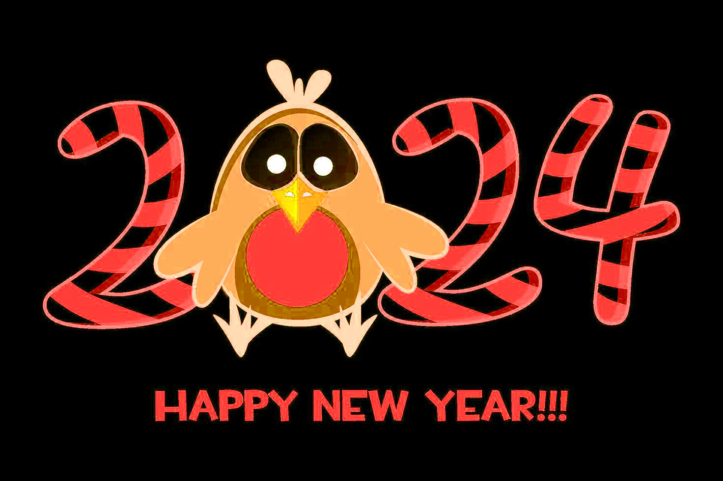 Happy New Year 2024 Like Candy Happy New Year 2024 With Bullfinch Vector