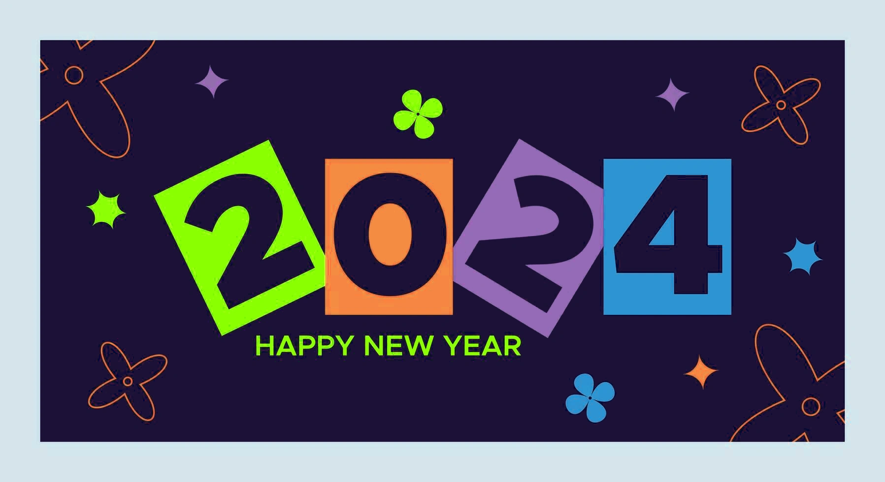 Happy New Year 2024 With Colorful Minimalistic Trendy Design Happy New Year 2024 Square Template Greeting Background Designs New Year And Social Media Promotional Content Illustration Vector