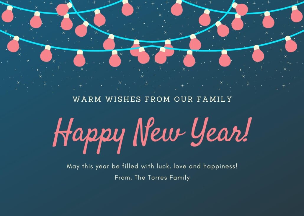 Blue And Pink Lights New Year Card