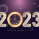 2023 Happy New Year Background Vintage Bokeh Lights Shining Clock Midnight Realistic Sparkling Burning Sparkler Golden Clock In Bokeh Lights Holiday Illustration Free Vector