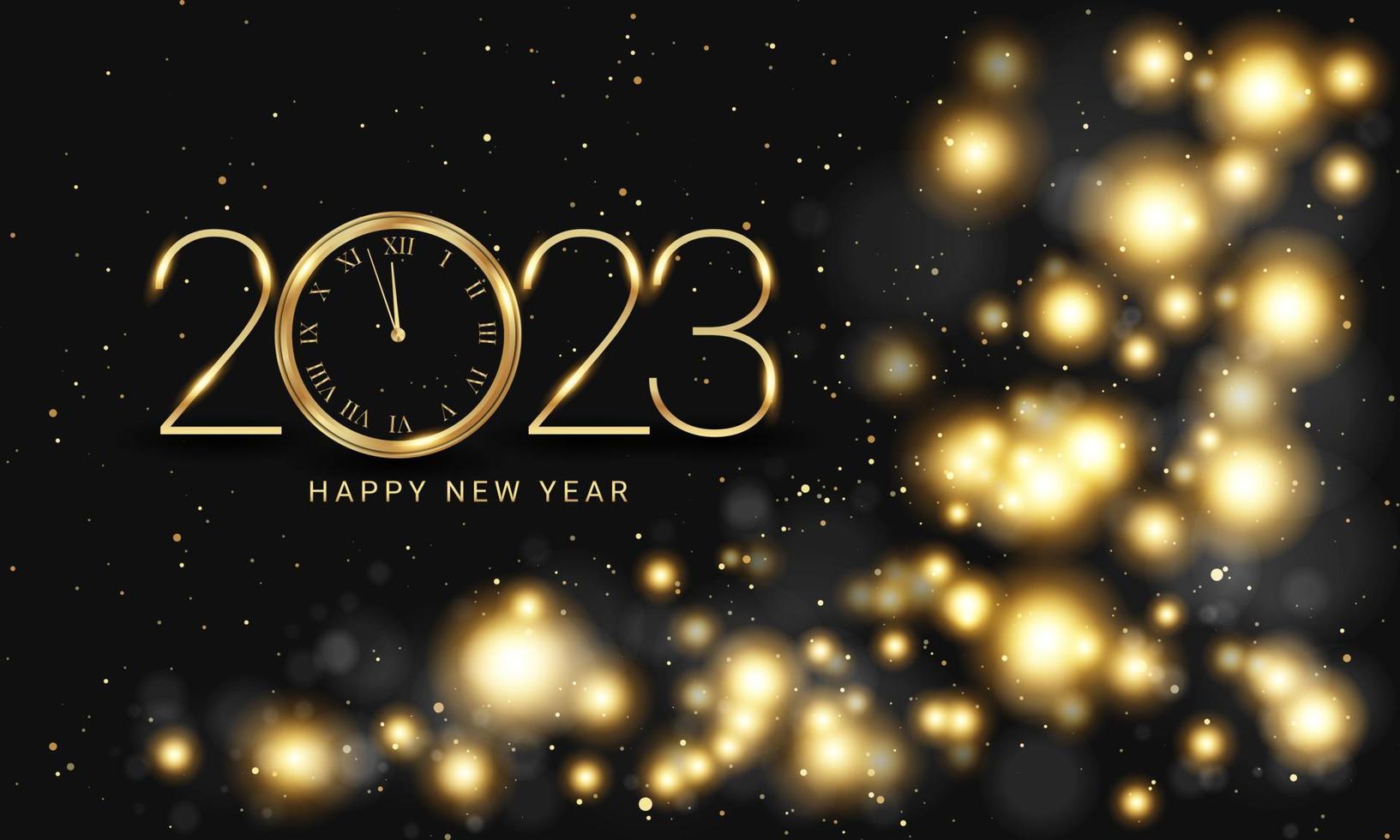 2023 Happy New Year Clock Countdown Background Design Vector