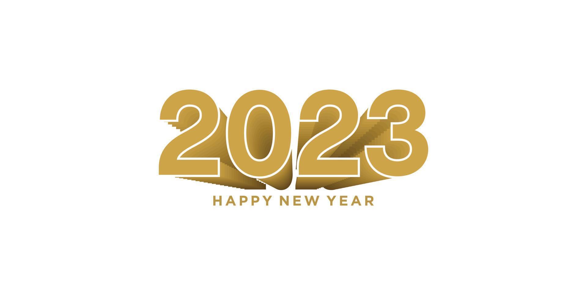 3d Design Happy New Year 2023 In Gold Color Free Vector