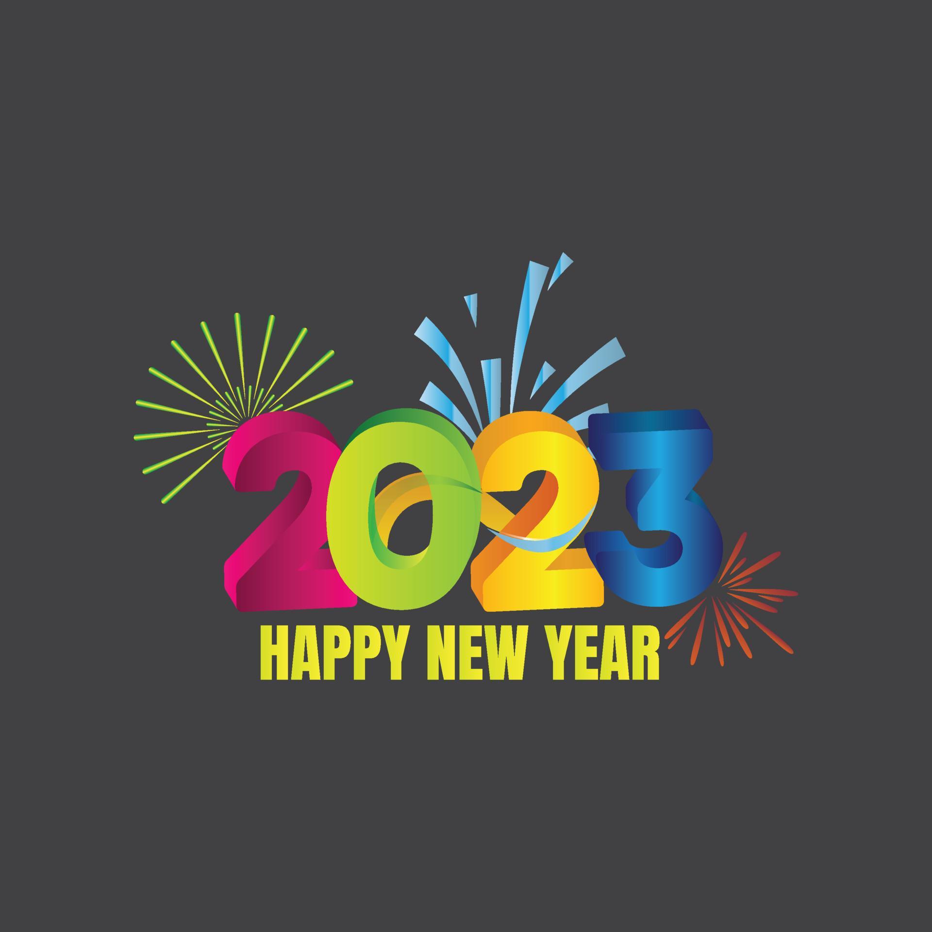 Colorful 3d Happy New Year 2023 Image Free Vector