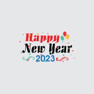 Colorful Happy New Year 2023 Text Effect With Balloon And Spark Free Vector