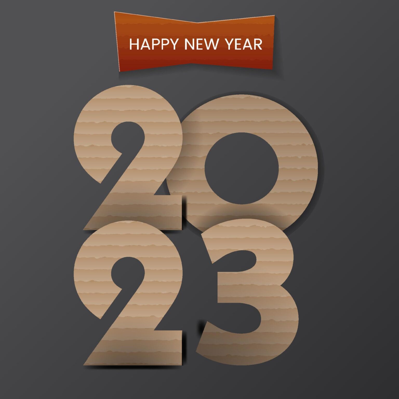 Happy New Year 2023 Text Design Pattern Paper Cut Typography Alphabet Letters And Numbers Illustration Free Vector