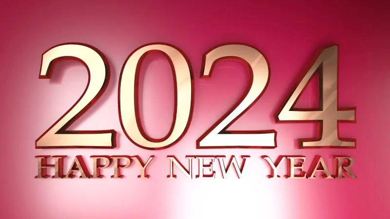 Happy New Year 2024 Colorful Gradient Greeting Card Banner Template Free Vector