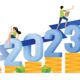 Illustration Of People Celebrating The New Year 2022 To 2023 With The Hope Of Achieving Goals Of Investment Designed For Website Landing Page Flyer Banner Apps Brochure Startup Media Company Free Vector