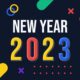 New Year 2023 Banner With Modern Geometric Abstract Background Happy New Year Greeting Card Design For Year 2023 Free Vector