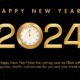 Black & Gold Simple Happy New Year 2024 Wallpaper