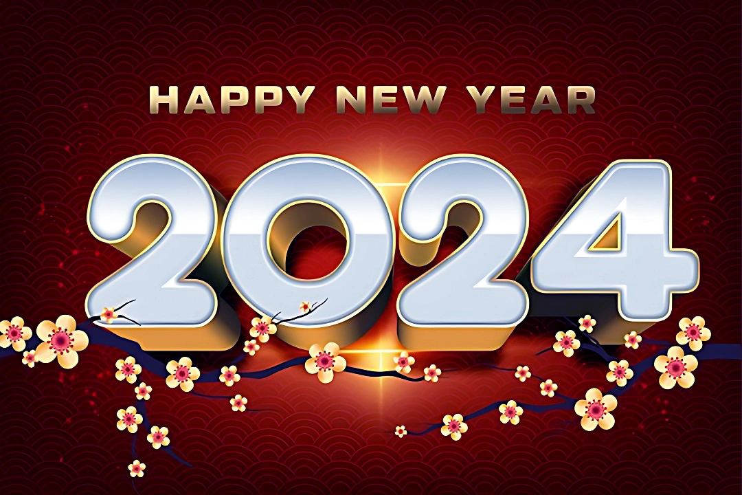 Happy New Year 2024 With Luxurious Golden Effect Vector Image