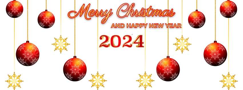 Luxury Golden Frame Merry Christmas And Happy New Year 2024 For Fb Cover Photo Copy