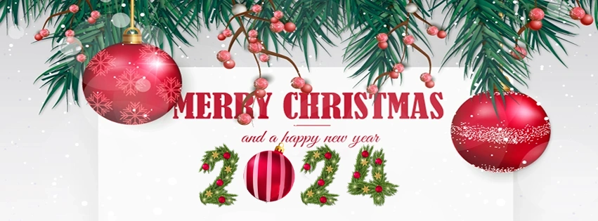 Merry Christmas And New Year 2024 Greeting Card For Fb Cover Photo Copy