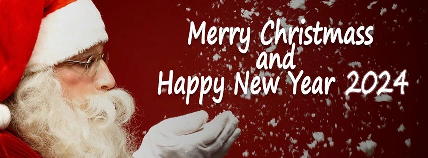 Santa Merry Christmas Happy New Year 2024 For Facebook Cover Photo