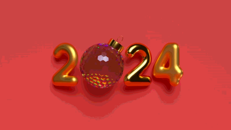 Red Gold Animated New Year 2024 Animated Message