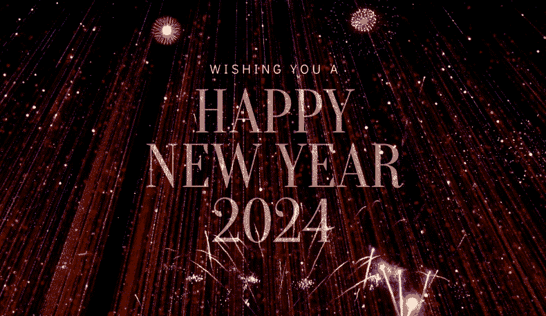 Red And Gold Elegant New Year 2024 Greetings Animated