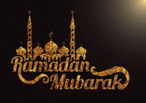 Ramadan Mubarak Greeting Black Bg With Gold Text