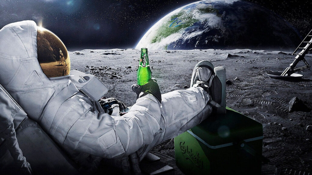 Astronaut Drinking Beer On Moon