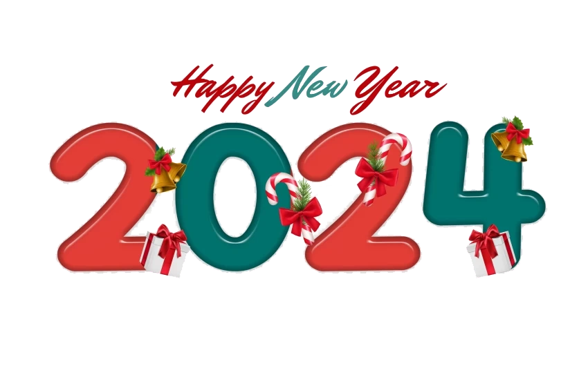 Appy New Year 2024 Vector With Candy Cane Icons 