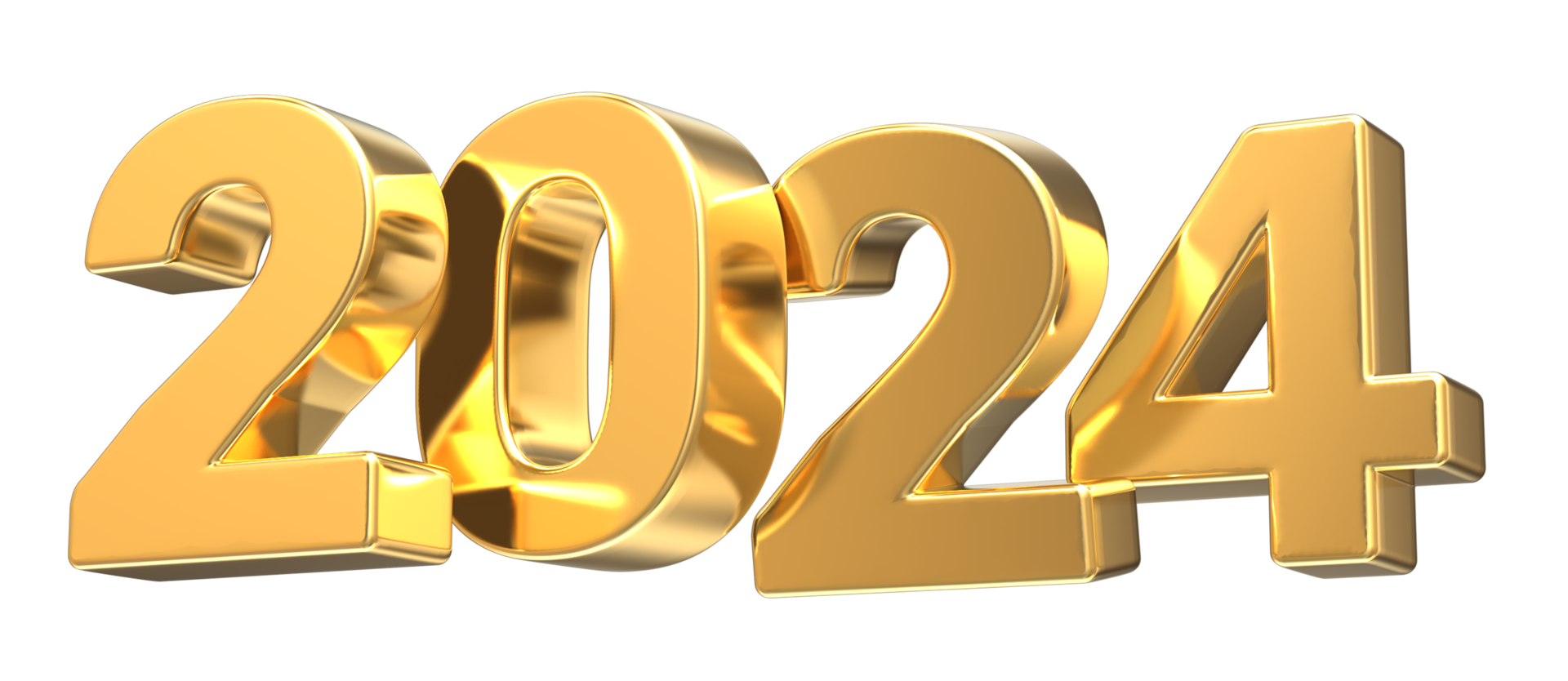 New Year Number 2024 Gold 3d Png