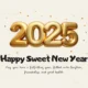 Beige Cute Illustrated Happy New Year Greetings Card 2025