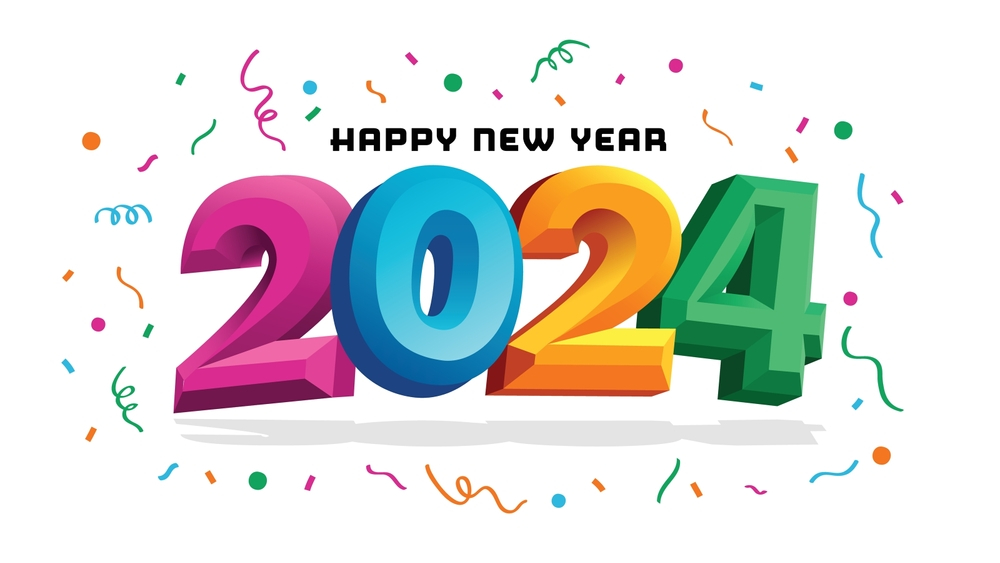 Happy New Year 2024 Embossed 3D Style Image To Wish Happy Holidays
