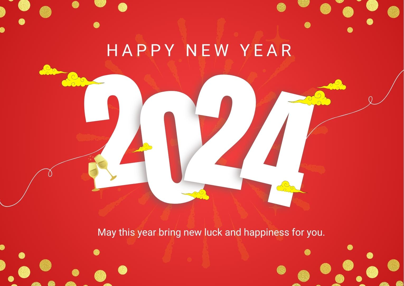 Red And Yellow Happy New Year Card