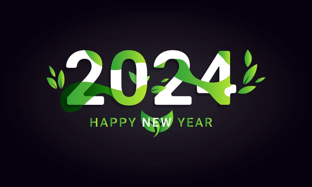 Happy New Year 2024 White Background