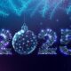 Postcard Happy New Year 2025 Low Poly Christmas Ball And Fir Branches Numbers From A Polygonal Wireframe Vector