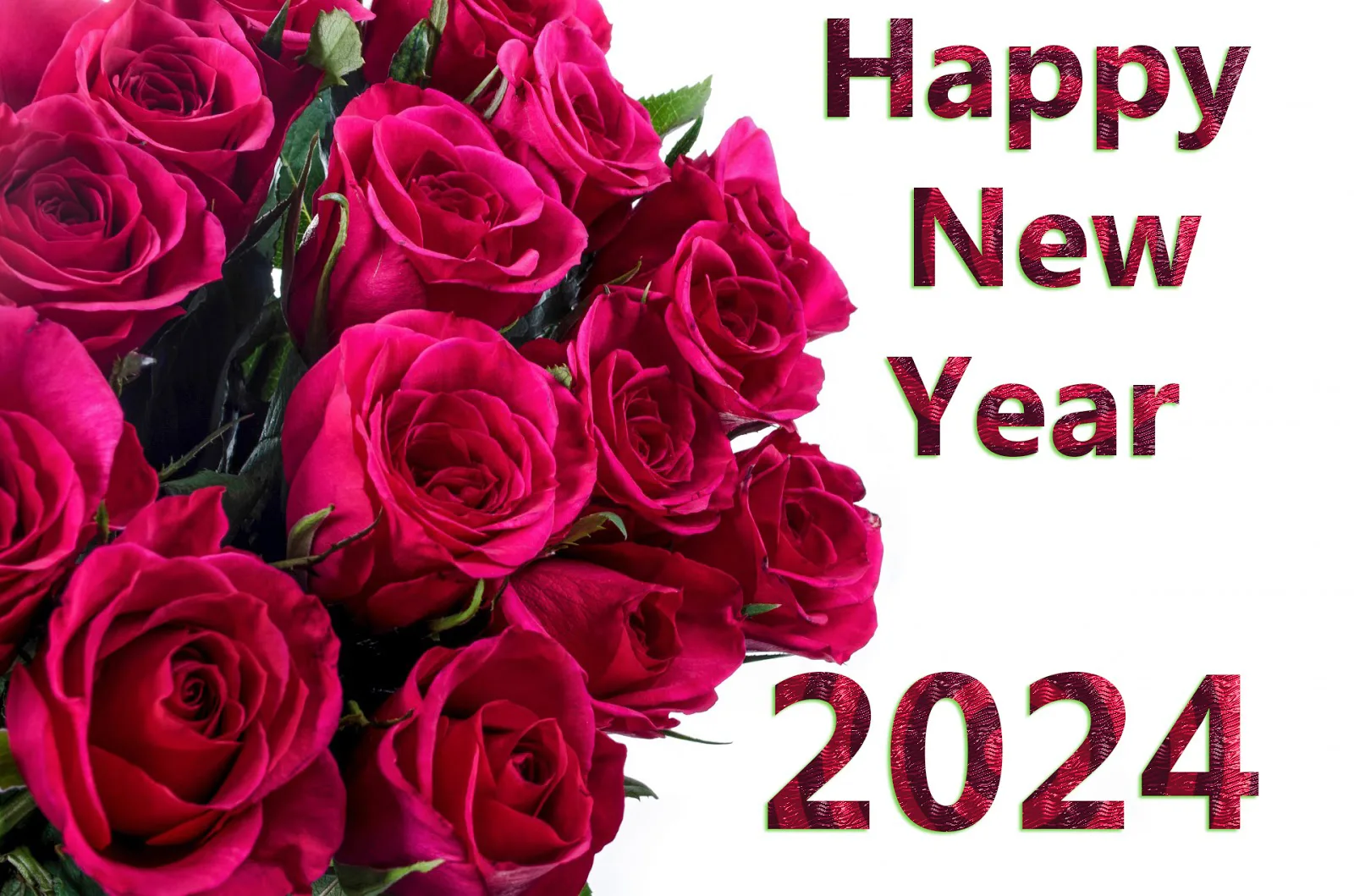 Red Rose Flowers New Year Beautiful Image For 2024