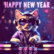 Funny DJ Cat Wishes You A Happy New Year 2025 GIF And Video With Music