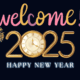 Black And Gold Modern New Year Welcome 2025 Image For Facebook Post