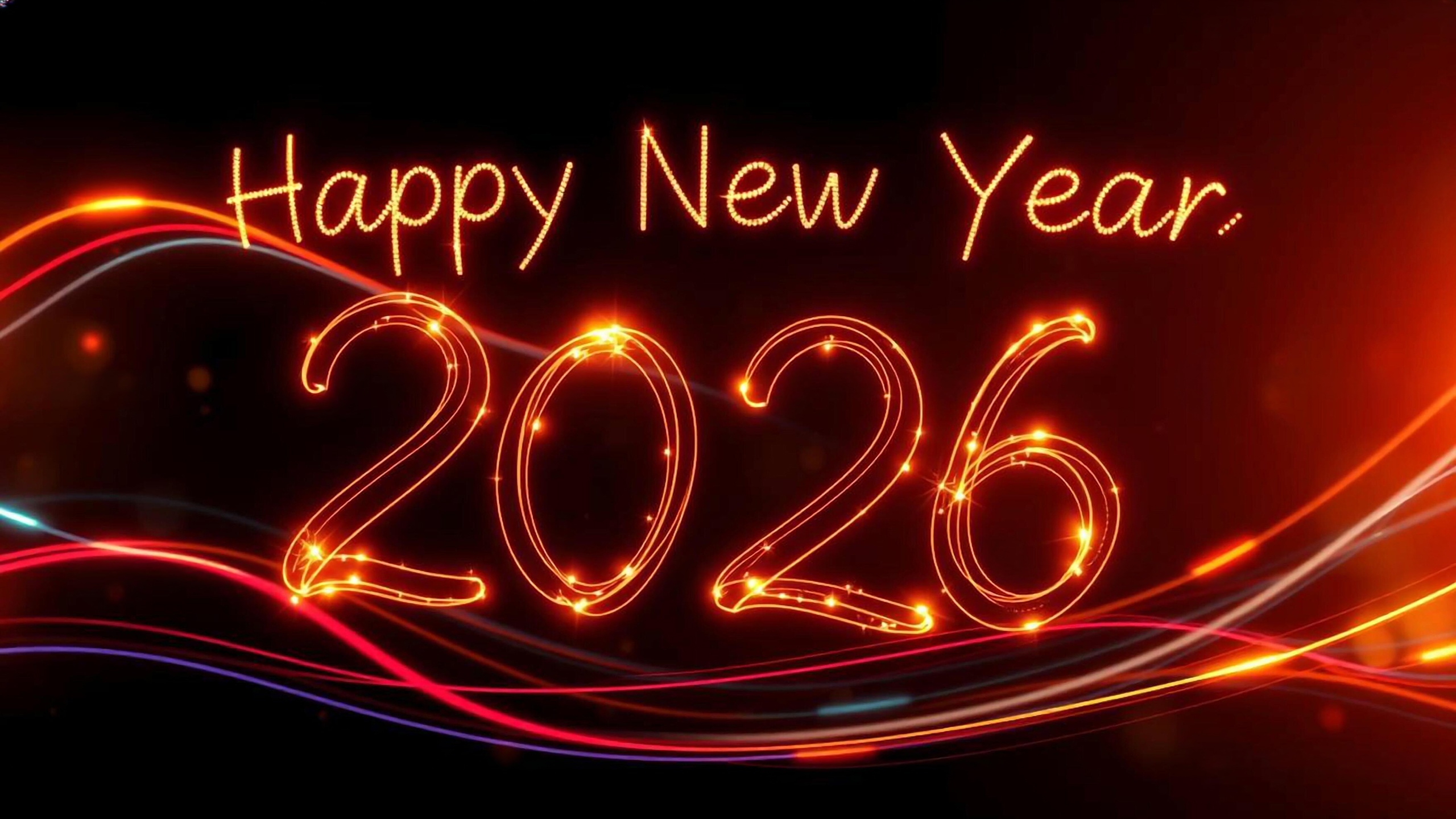 happy new year 2026 with fiery light trails photo Happy New Year 2026 With Fiery Light Trails Photo