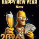 Homer Simpson Rings In 2026 Funny New Year's Greeting Card With Champagne & Cash Wishes