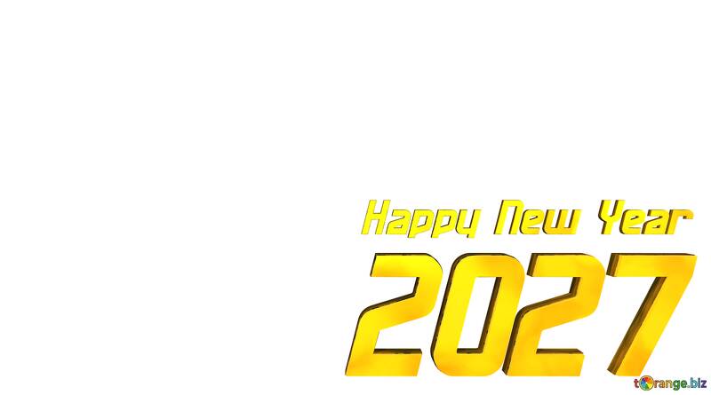 Happy New Year 2027 graphic in bold illuminated yellow lettering on a dark background